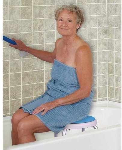 Miniatura 5 de Carex Taburete de ducha giratorio con asiento acolchado, asiento de ducha para personas mayores, ancianos, discapacitados, discapacitados o aquellos