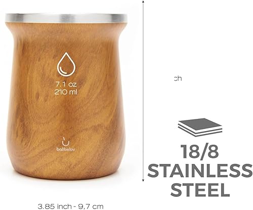 Miniatura 3 de BALIBETOV Kit de yerba mate - Incluye una taza de yerba mate y juego de bombillas - Calabaza de yerba mate de acero inoxidable y bombilla mate -