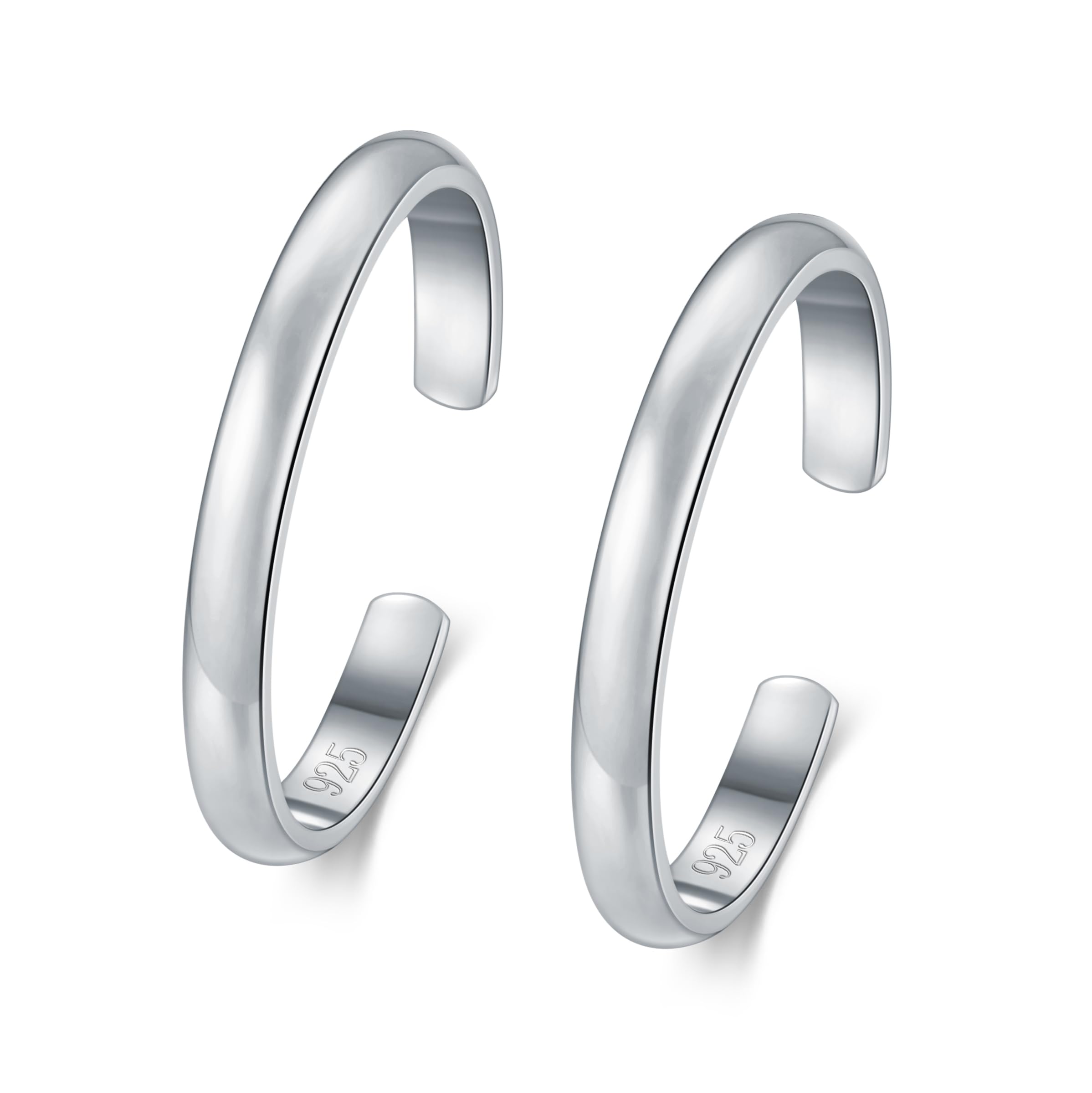 BORUO Toe Rings, 925 Sterling Silver or Waterproof Gold Plated, 2-4mm