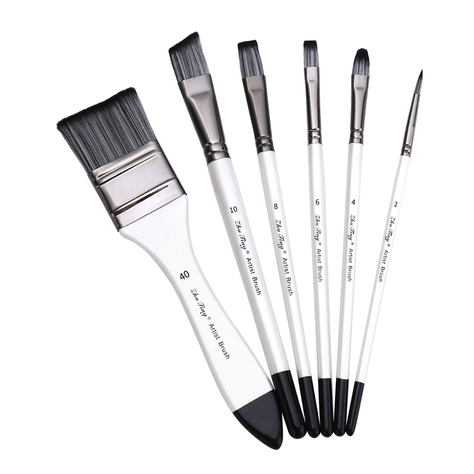 6x Paint Brush Artist Brushes Nylon Hair Brushes Fine Tip Watercolor for Acrylic Paintin