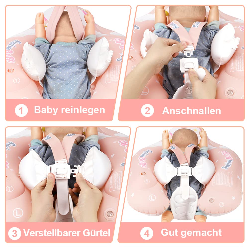 Bouée de natation pour bébé avec toit pare-soleil amovible, avec protection solaire, bretelles réglables, bouée gonflable pour bébé à partir de 3 à 36 mois