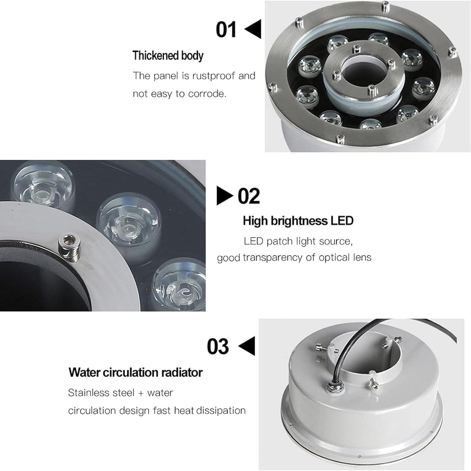 Luce for fontana ad anello a LED - Luci sommergibili for laghetto, Luce for piscina incorporata impermeabile IP68 a bassa tensione 24V(RGB,9W)