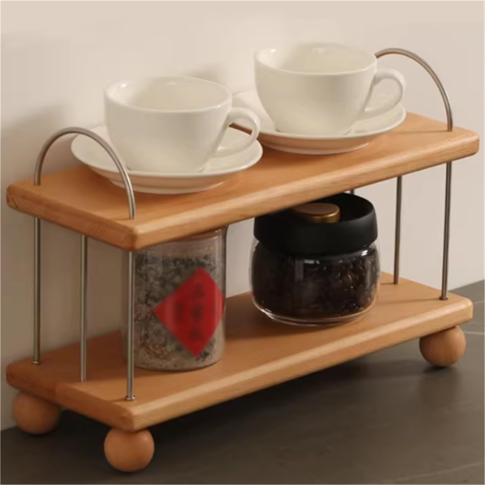 B3F7M4R9J2 Porta Tazze Portabicchieri laterale da pranzo for portaoggetti tavolo in legno massello for tazza tè(Black Walnut)