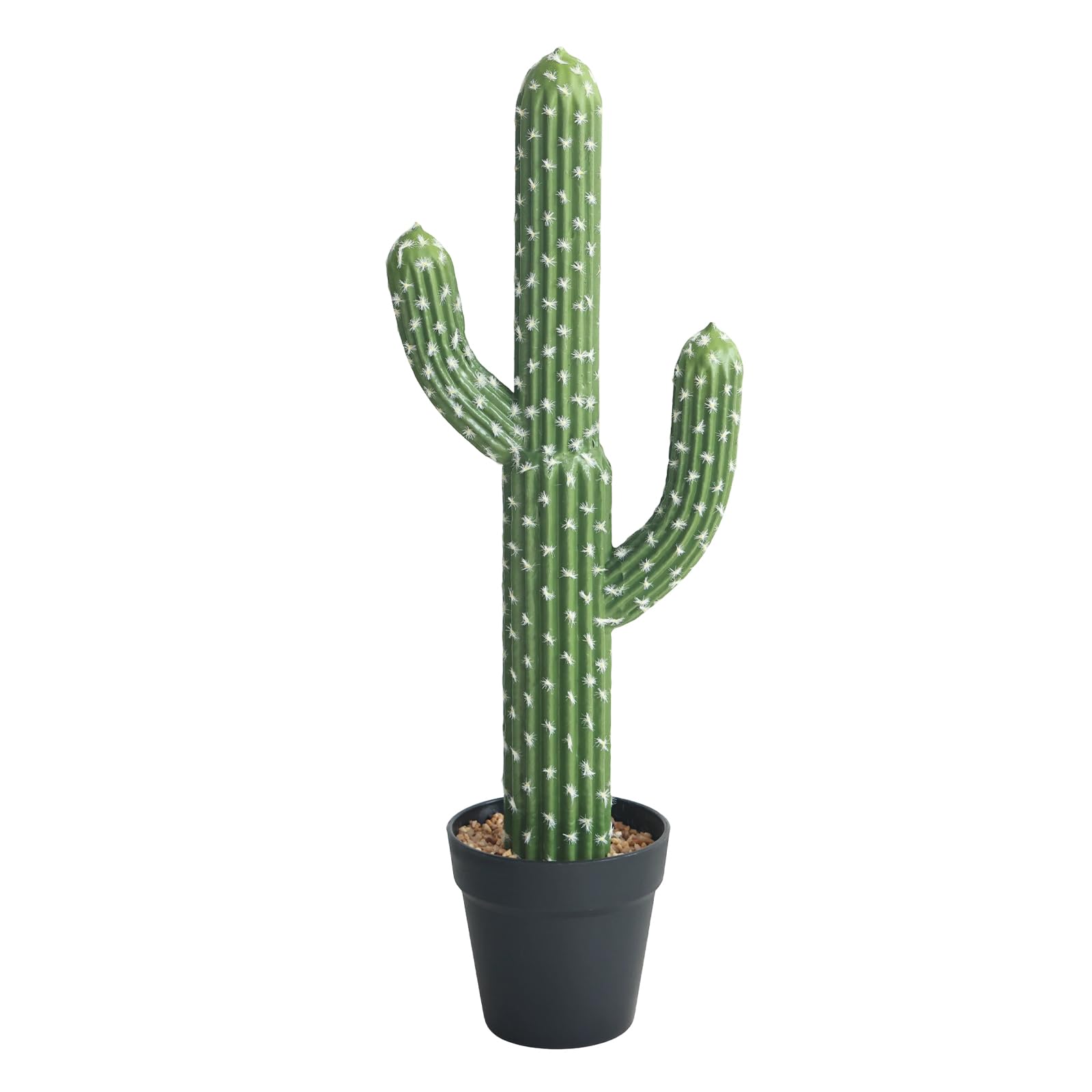 momoplant Pianta grassa artificiale di cactus, altezza 61 cm, finta pianta di cactus del deserto con fioriera nera, decorazione per casa, giardino, ufficio, pavimento