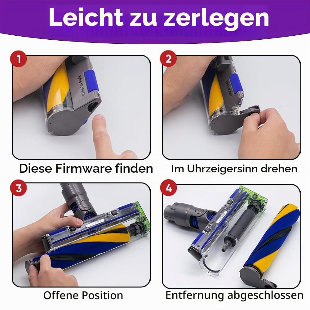 V12 Slim Softwalze Bürste für Dyson V12 Detect Slim/Digital Slim LED-Leuchten Ersatzteile, Elektrischer LED Fluffy Soft Roller Reinigungskopf für Dyson