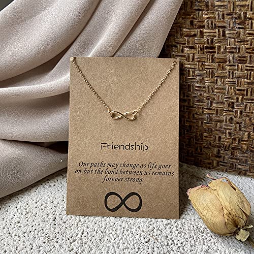 Infinity Friendship Pendant Necklace and Blessing Card, Karma Circles Link Chain Necklace Butterfly Accessory BFF Memorial Jewelry Gift-infinity by FORUBUS - Image 2