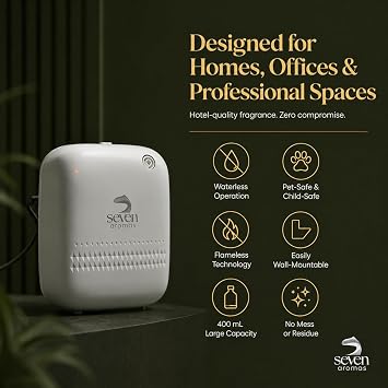 SevenAromas SV720 White Waterless Scent Diffuser, White, 2,000 Sq Ft