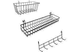 Hanging Baskets & Hooks for Wire Wall Grid Panel