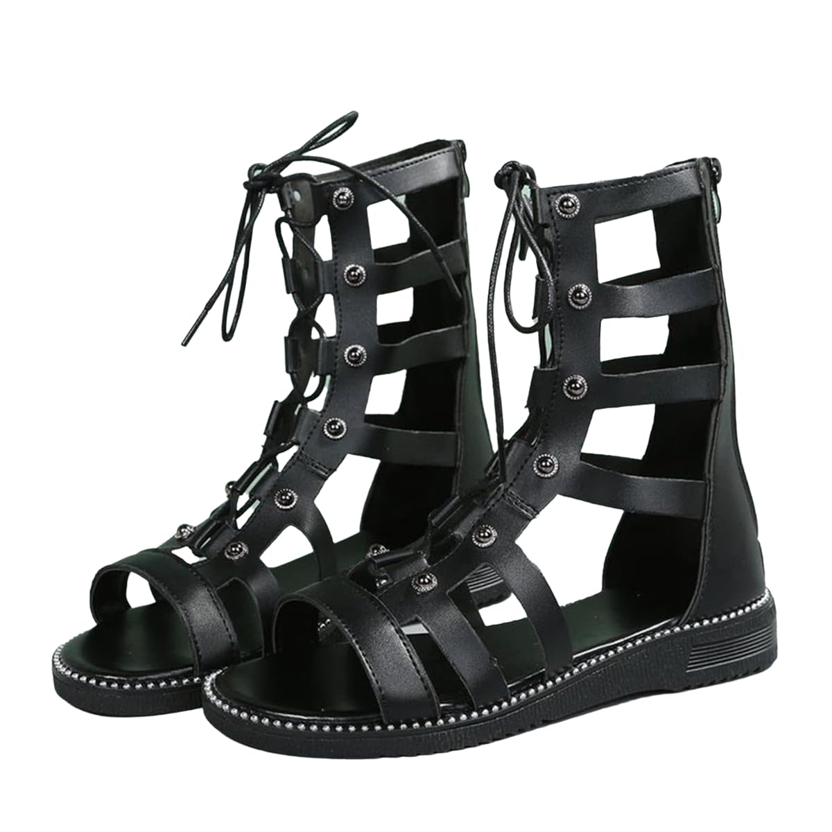 Sandales De Style Romain Rétro Pour Filles, Avec Fermeture Éclair À