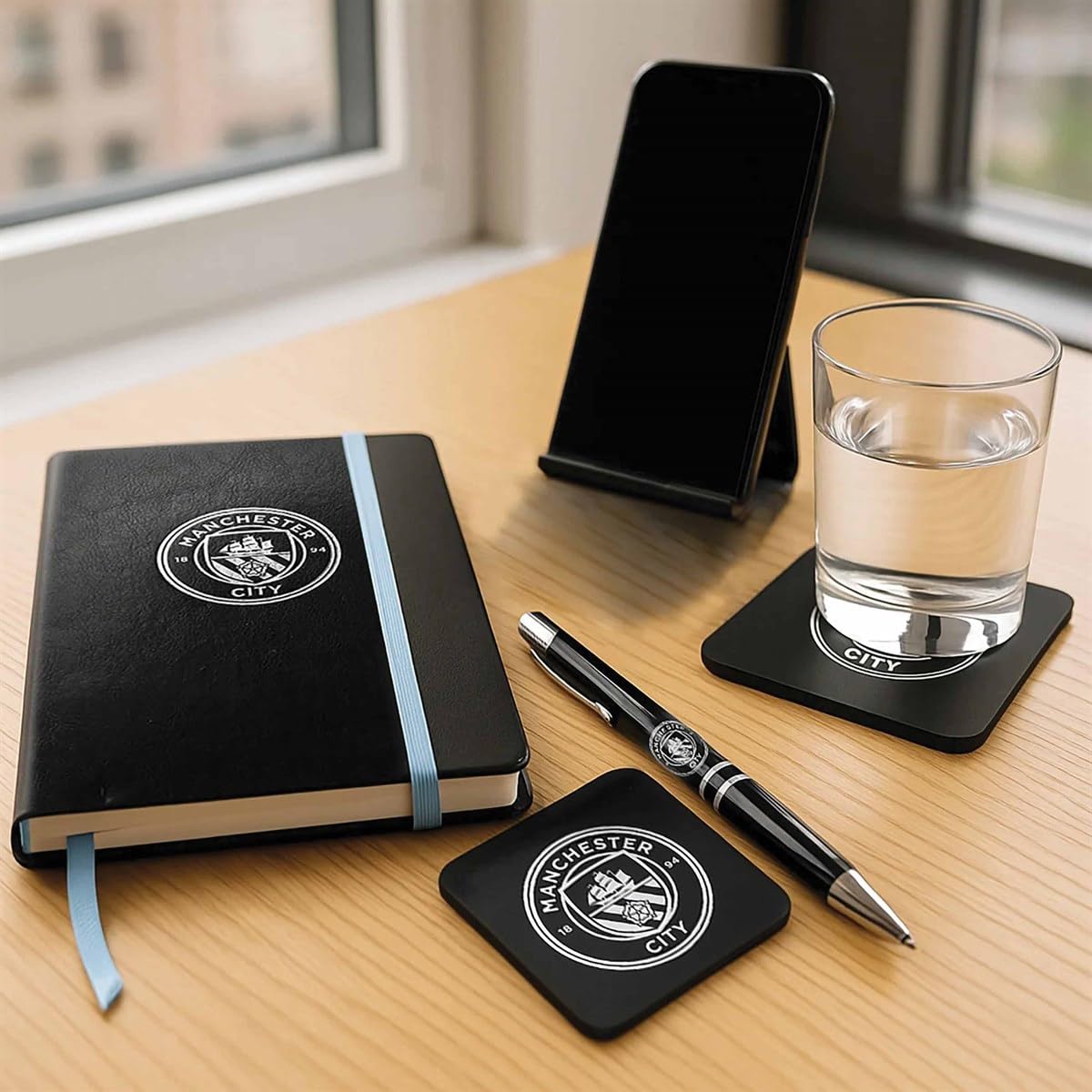 MANCHESTER CITY Office Set - Pen, Notebook, Coaster & Phone stand