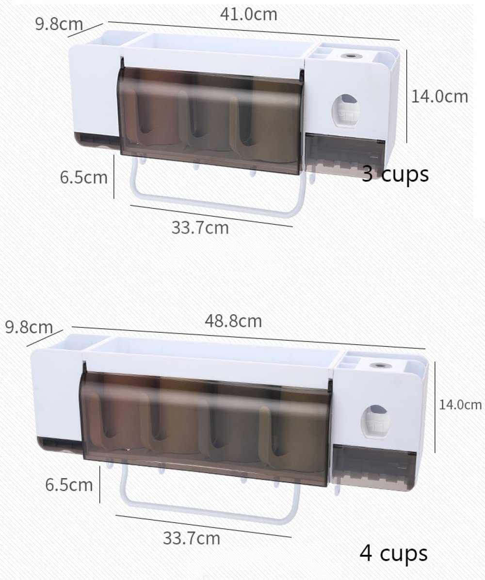 Exprimidor AutomáTico De Pasta De Dientes, Soporte Multifuncional para ArtíCulos De BañO, Soporte De Pared para Cepillo De Dientes con Ventosa para Toallero De Barra