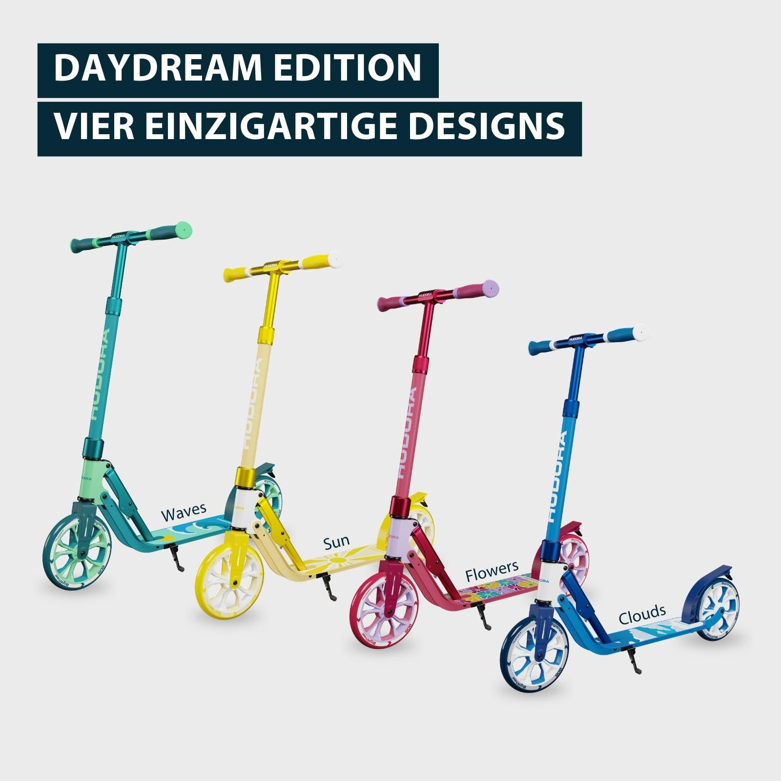 HUDORA BigWheel 205 Advanced Scooter - Daydream-Edition - für bis zu 100kg - Höhenverstellbarer & zusammenklappbarer Tretroller - Kick-Scooter für Kinder/Jugendliche & Erwachsene