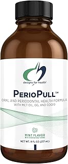 Designs for Health PerioPull - Pulling Oil for Teeth and Gums, Fresh Breath - Oil Pull with MCT Coconut Oil, GG, Bromelain & Coenzyme Q10 to Support Oral Health - Fresh Mint Flavor Oral Rinse (8oz)