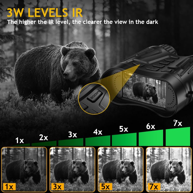 Binoculares de visión nocturna para adultos, gafas de visión nocturna 4K HD con grabación de video, para hombres, niños, día del padre, Navidad para aventuras nocturnas al aire libre, observación de 4