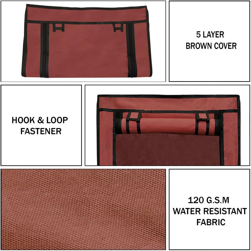 Image of Cover for Shoe Rack Home Only for 5-Layer Portable Foldable Shoe Stand Non Woven Zipper Fabric Cover Brown