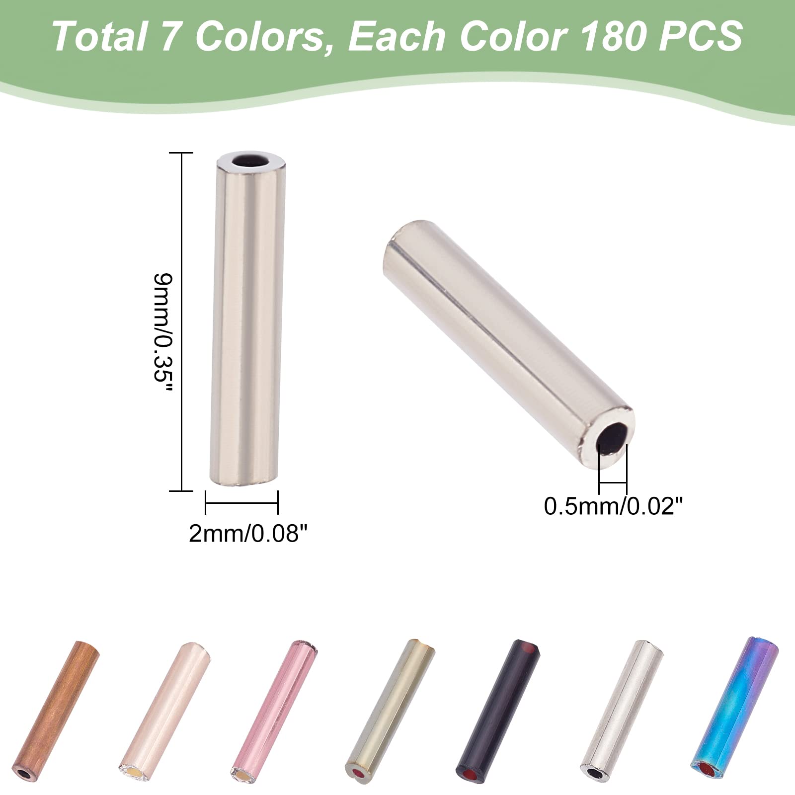 PH PandaHall 6300 perline in vetro a forma di tromba, 7 colori, 5/6/9/12 mm, distanziatori per orecchini, bracciali, collane, gioielli fai da te, foro da 0,5 mm