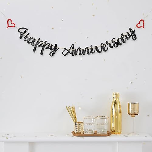 Miniatura 4 de Cartel de feliz aniversario, decoración de fiesta de aniversario/cumpleaños, suministros de fiesta de aniversario de boda, suministros de fiesta de