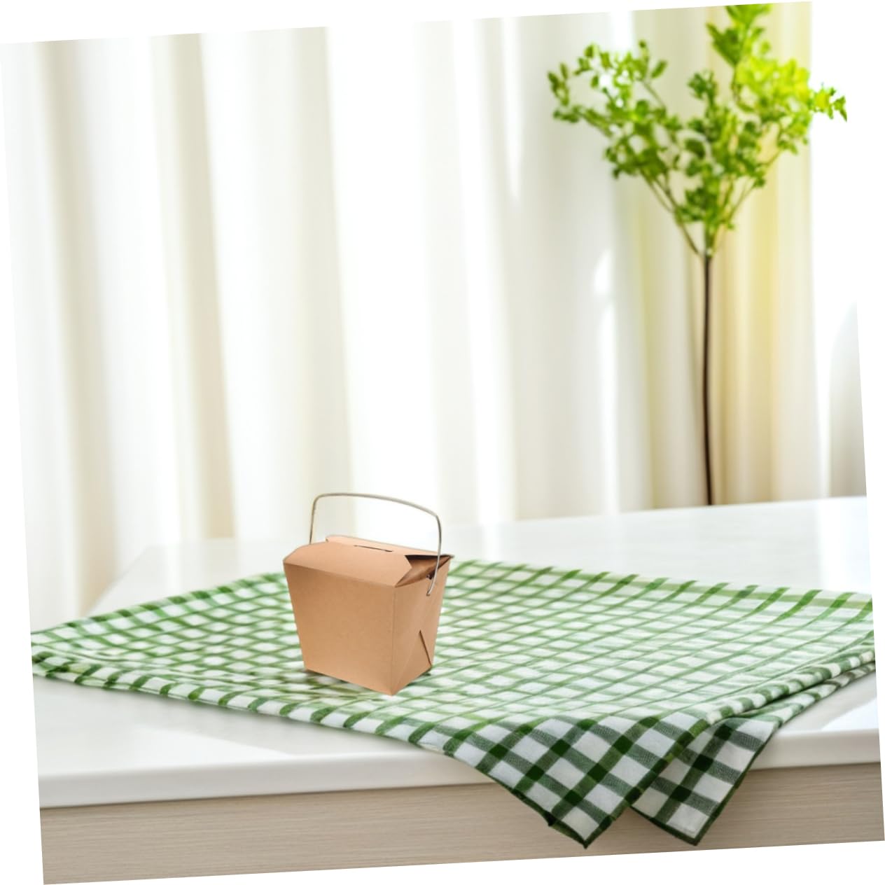 50piezas Cajas De Comida Para Llevar De Cartón Con Asa Unidades De Envases De Papel Para Hamburguesas Comidas Para Llevar Para Picnics y Catering