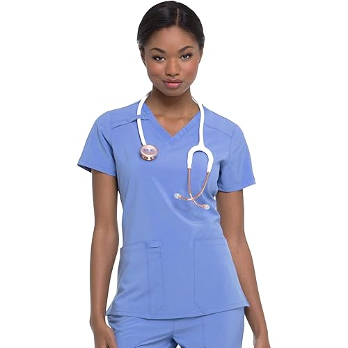 Dickies EDS Essentials Scrubs, V-Neck Womens Tops with Four-Way Stretch and Moisture Wicking DK615