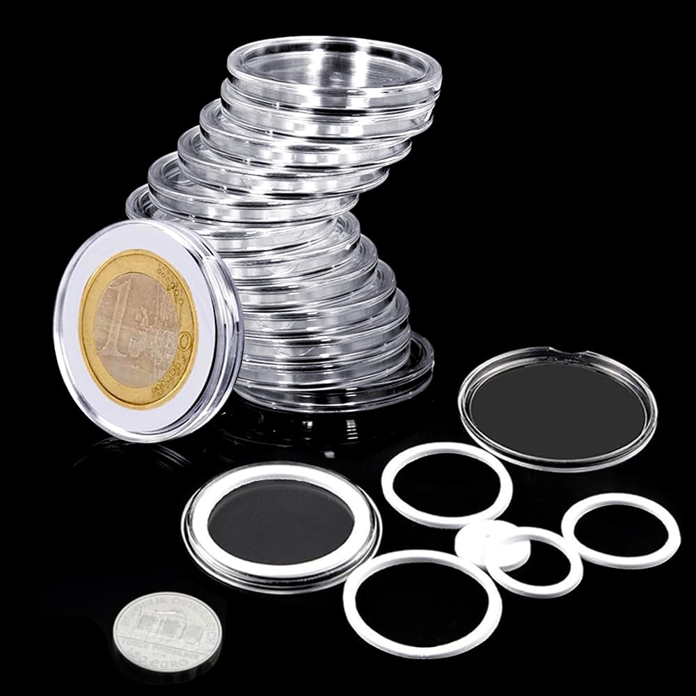 10 Cápsulas Transparentes Para Monedas De 70 Mm Con Juntas Intercambiables – Protector De Plástico Para Coleccionistas, Ajuste Para Monedas De 41 A 65 Mm