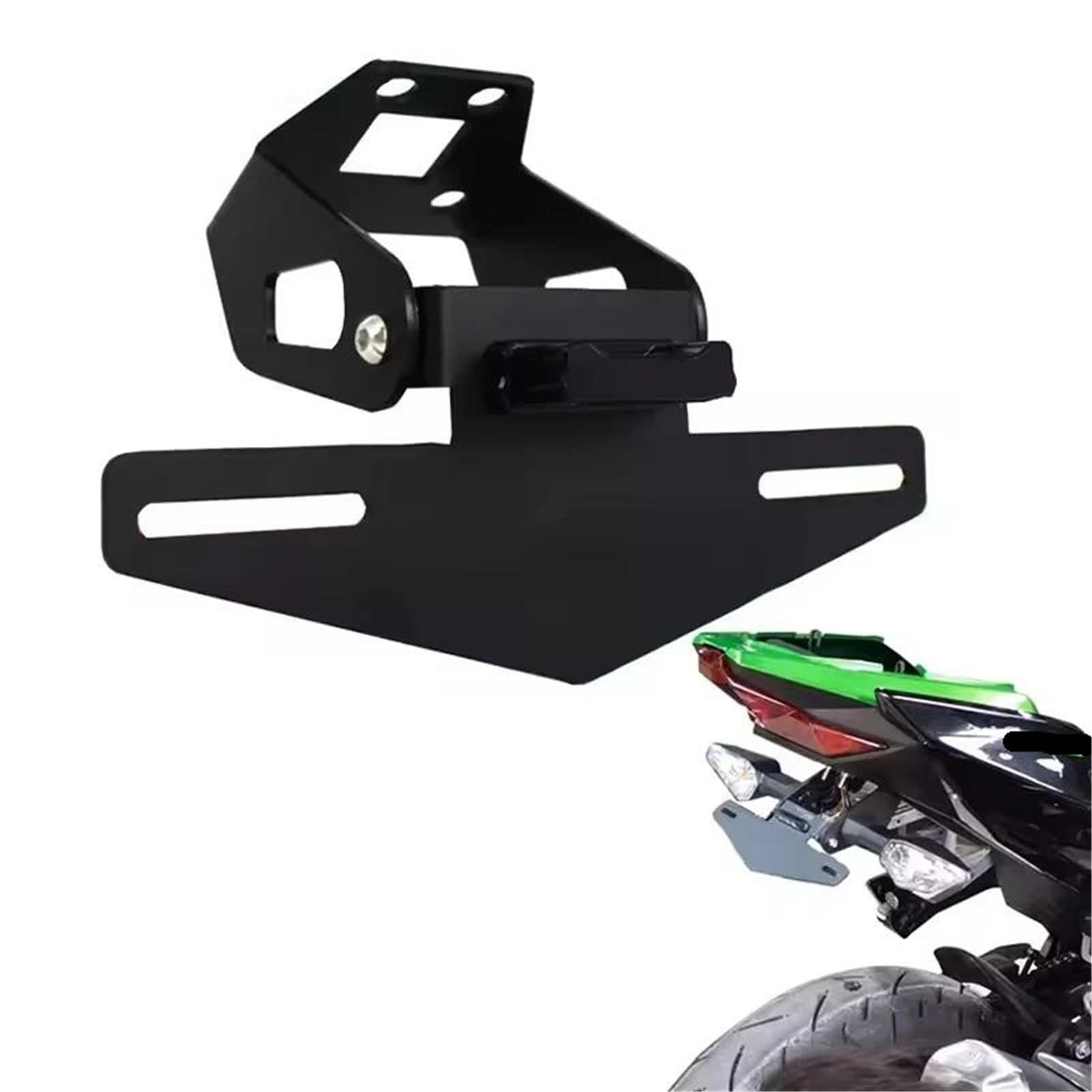 Portatarga Moto Per Kawasaki Per Ninja 400/250 Z400 Eliminatore Di Ordine Della Coda Telaio Staffa Supporto Licenza Motociclo(Black with Light)