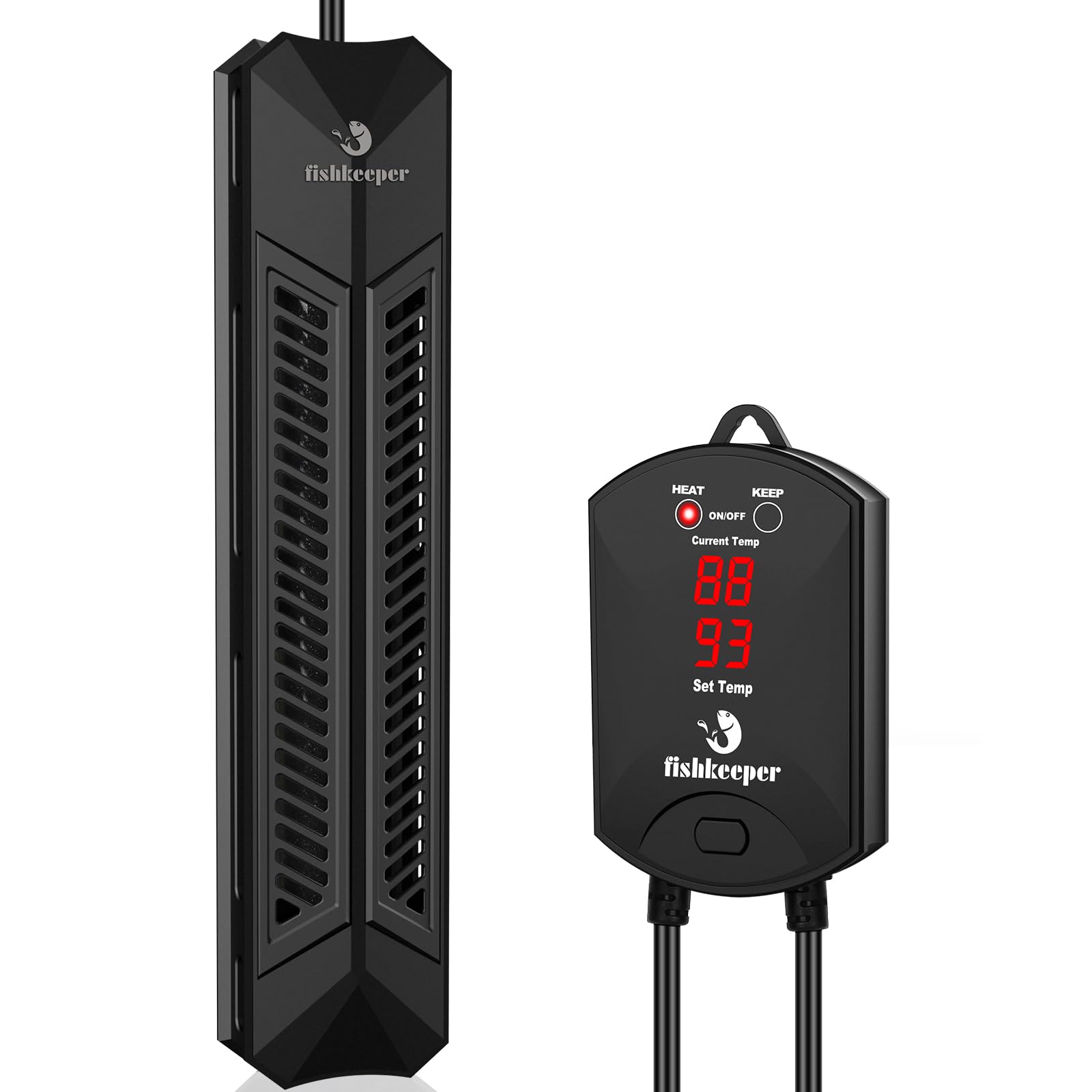 fishkeeper Aquarium Heater, 300 W Adjustable Fish Tank Heater with Digital Display Controller, Submersible Water Heater wi...