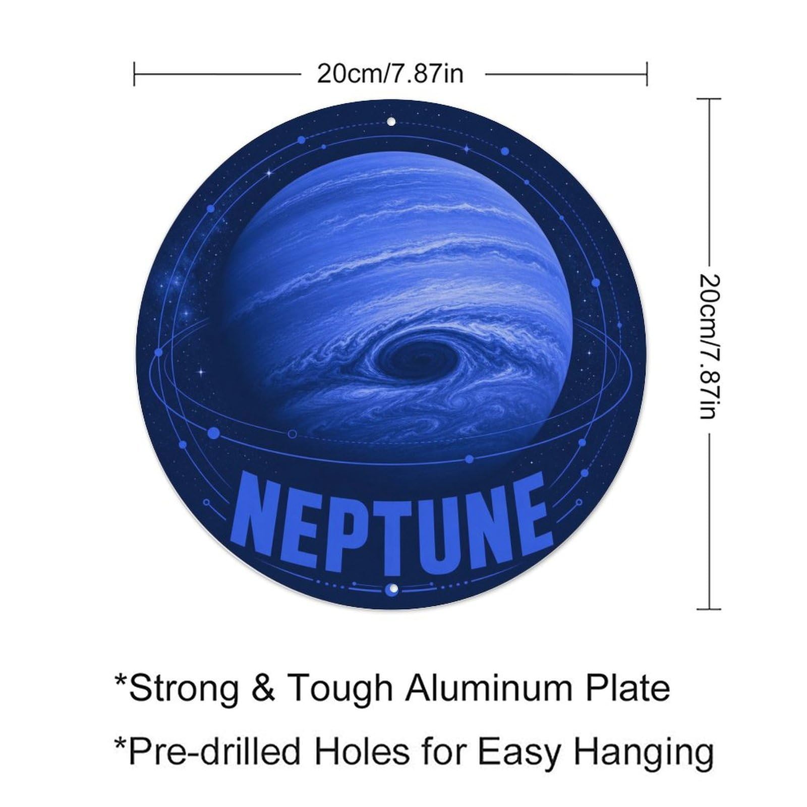 Astronomy Neptune Ice Giant Universe Celestial Metal Tin Sign Plaque Wall Decor for Cafe, Man Cave, Club Bar, Office, Home Garden Round Metal Poster 8x8Inch