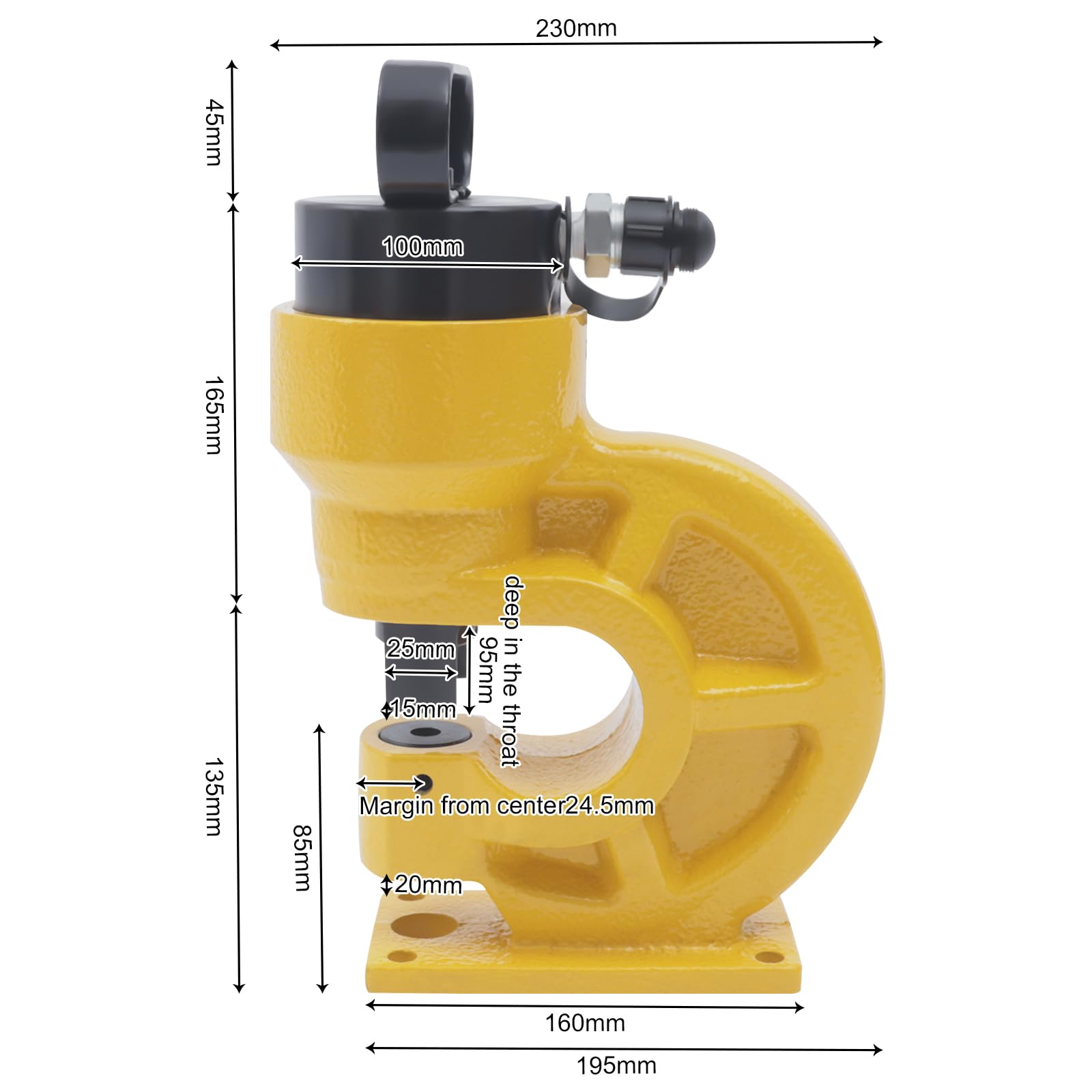 Punzonatrice idraulica CH-60 31T Kit Knockout idraulico con 4 matrici regolabili, perforatrice perforatrice per piastra in ferro, rame, barra in alluminio, acciaio inox (giallo)