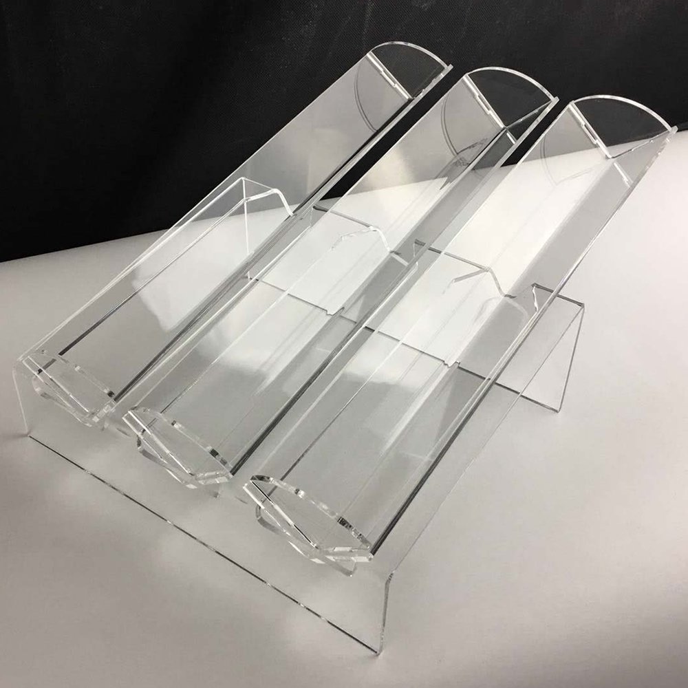 Portamacaron en plexiglass transparent 3 disques noir design minimaliste