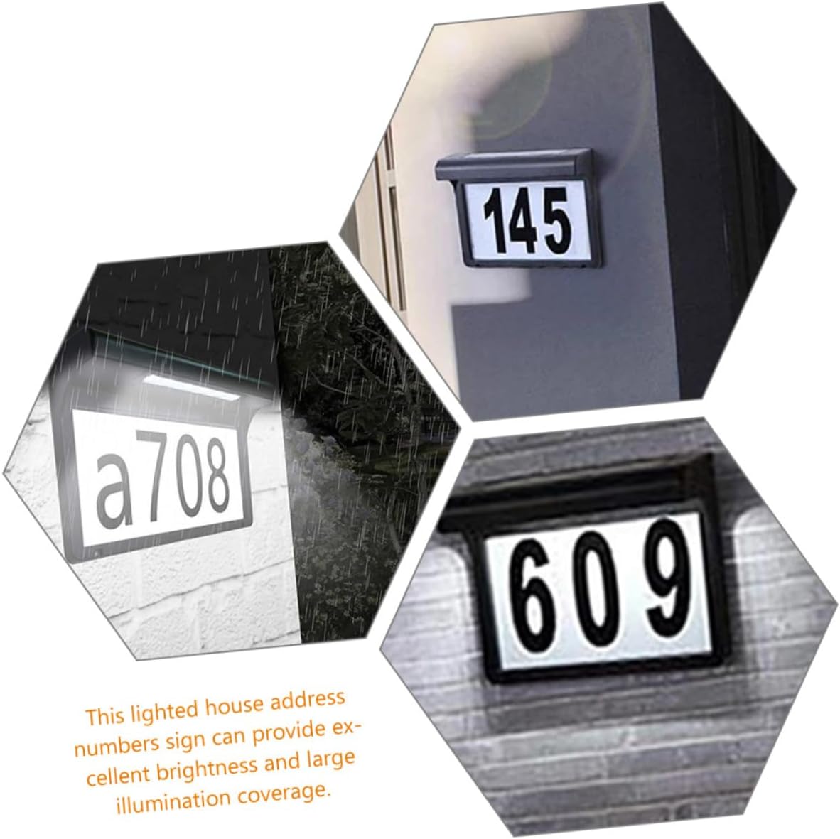 Solar House Number Sign Light Address Plaque for Outdoor Use Easy to Install for Gardens Yards Porches and Pathways