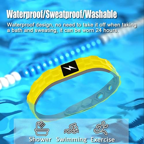 Miniatura 6 de Anti Static Wristband, Black Sport Power Balance Silicone Bracelet, Anion Germanium Winter Electrostatic Removal Rubber Wrist Strap for Men Women