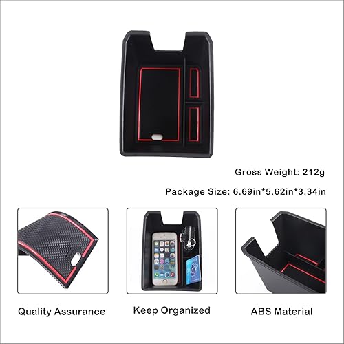 Miniatura 8 de Aunginsy Caja de almacenamiento para reposabrazos compatible con Audi Q4 E-Tron 2022 2023 2024 2025, bandeja organizadora de consola central de