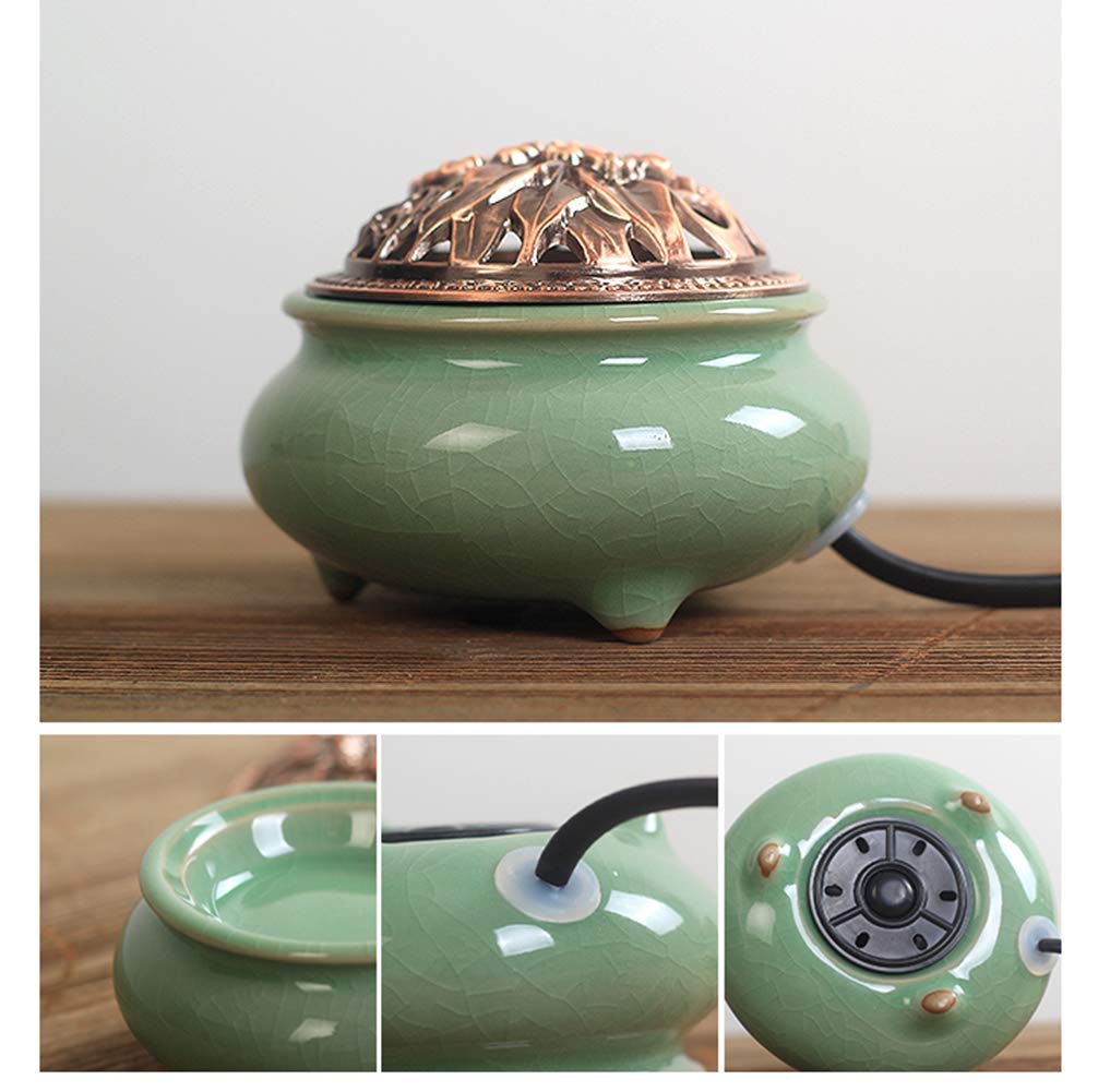 RXBFD Diffusore di Olio Essenziale in Ceramica, bruciatore di incenso Elettrico Regolabile con Temperatura di temporizzazione, Forno elettronico per aromaterapia in Legno di agar