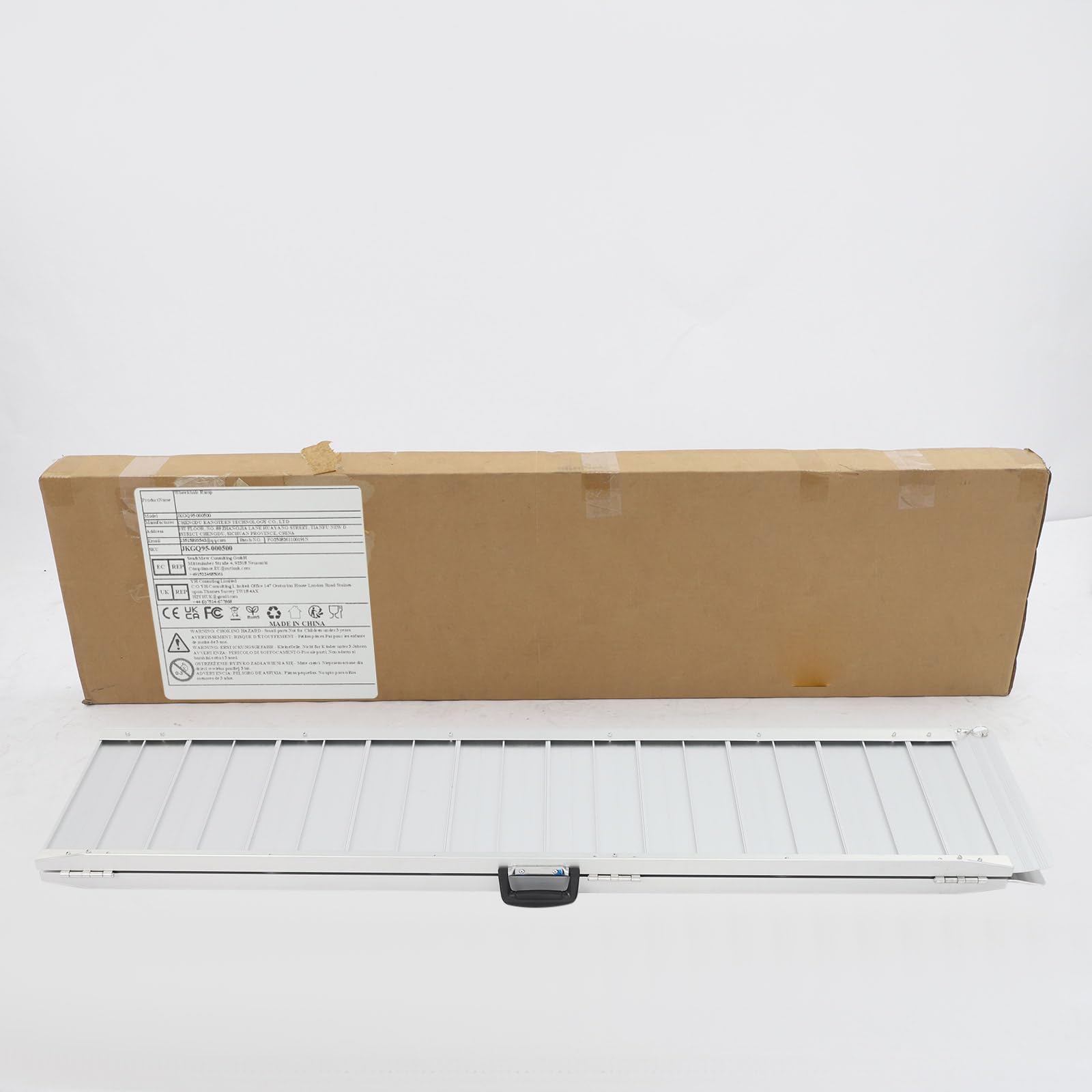 Rampa plegable para silla de ruedas 150 cm, rampas de aluminio hasta 300 kg | Para puertas de escaleras; ancho (36-73 cm) flexible ajustable – ideal para sillas de ruedas, scooters y bicicletas