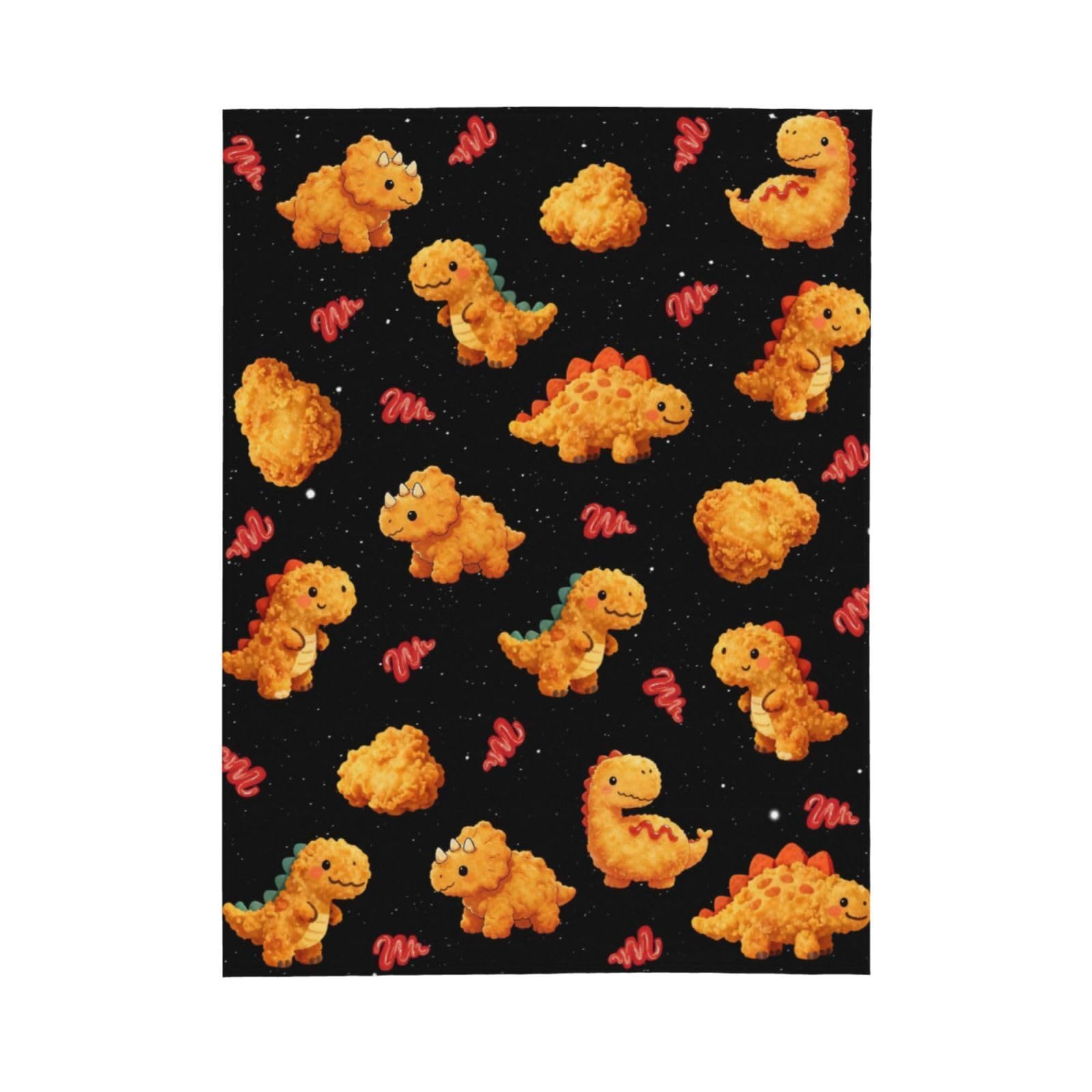 GardEssere Chicken Nuggets Blanket Throw Dinosaur Chicken Nuggets Blanket for Boys Girls Flannel Funny Novelty Gifts Blankets Soft Lightweight Throws for Sofa Bedding for Adults Kids 100x130 CM — image 1