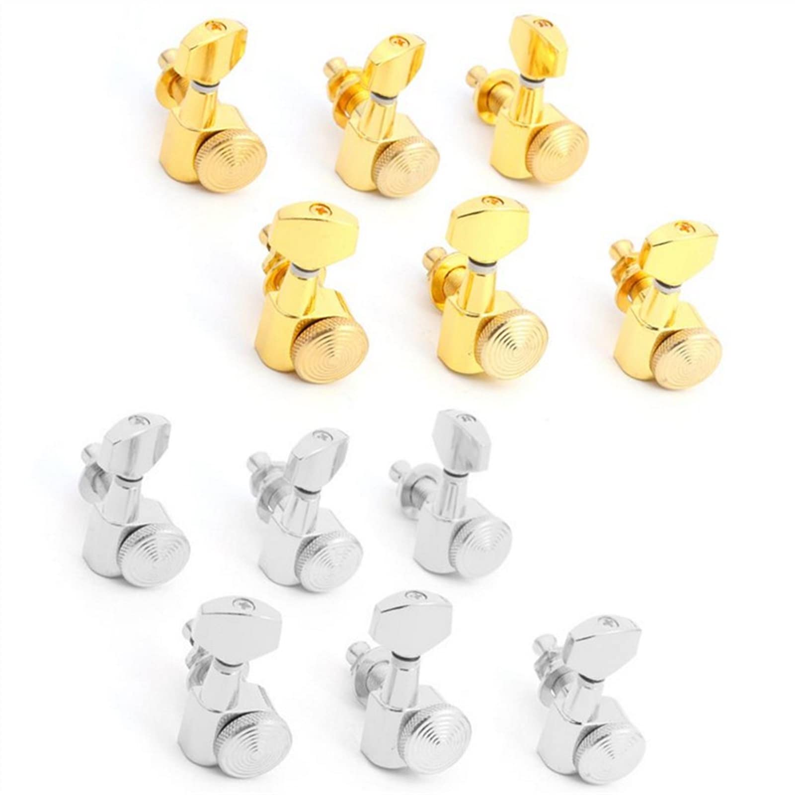 Tuner Mechaniken Knöpfe 6 Stück 6R Gitarren Locking Tuner Stimmwirbel Mechaniken (Color : Gold)