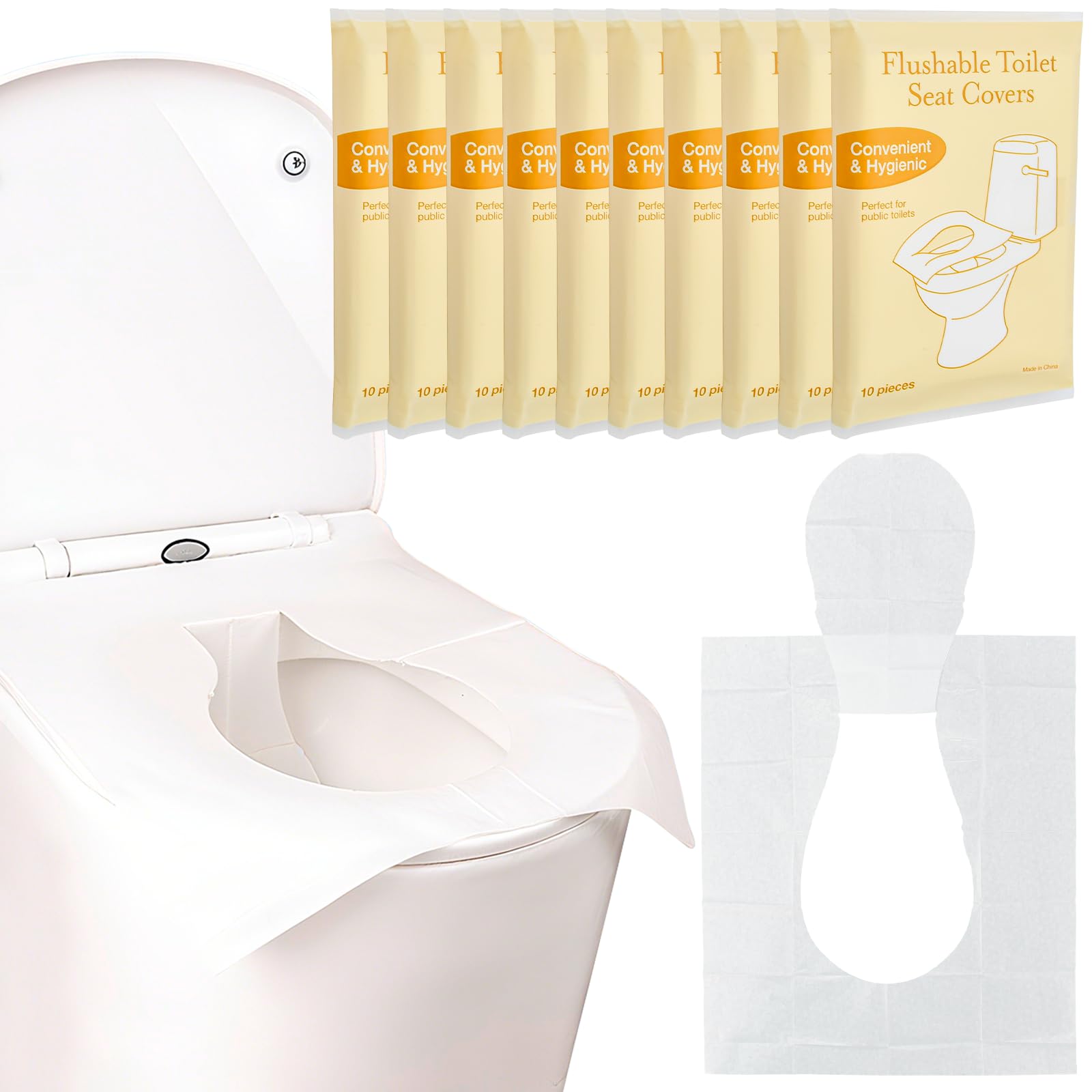 Copriwater Biodegradabili 100 Pezzi Coprisedile WC Portatile Antibatterico Universale per Viaggi Hotel