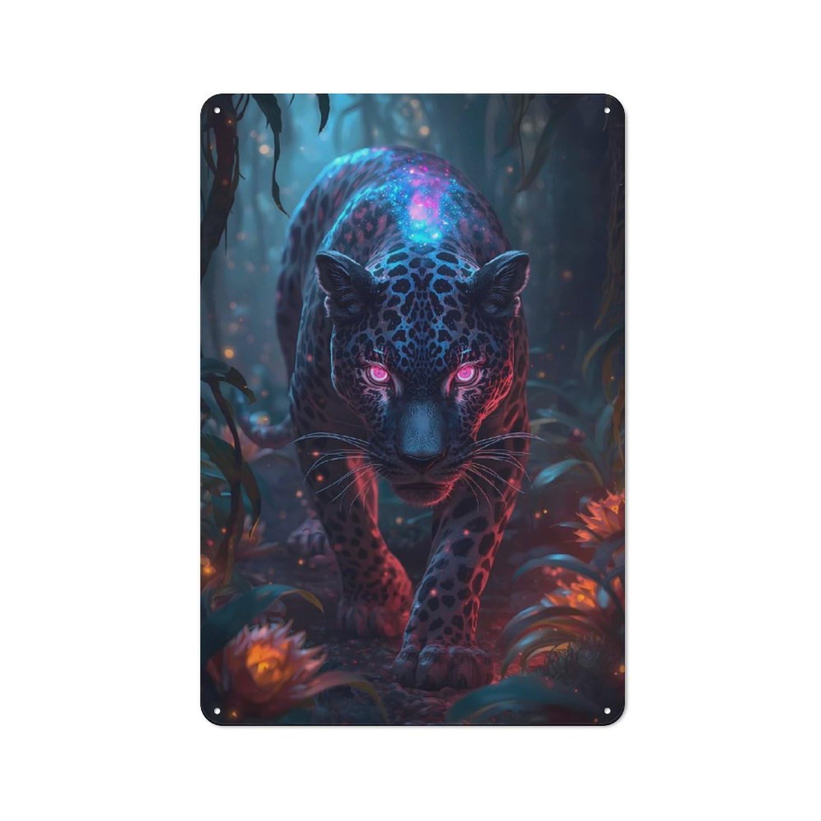 Junmoney Cosmic Jaguar In The Jungle Vintage-Inspired Tin Sign 30X20cm For Garage Or Workshop, For Vintage Wall Decor Fans, For Metal Sign Collectors