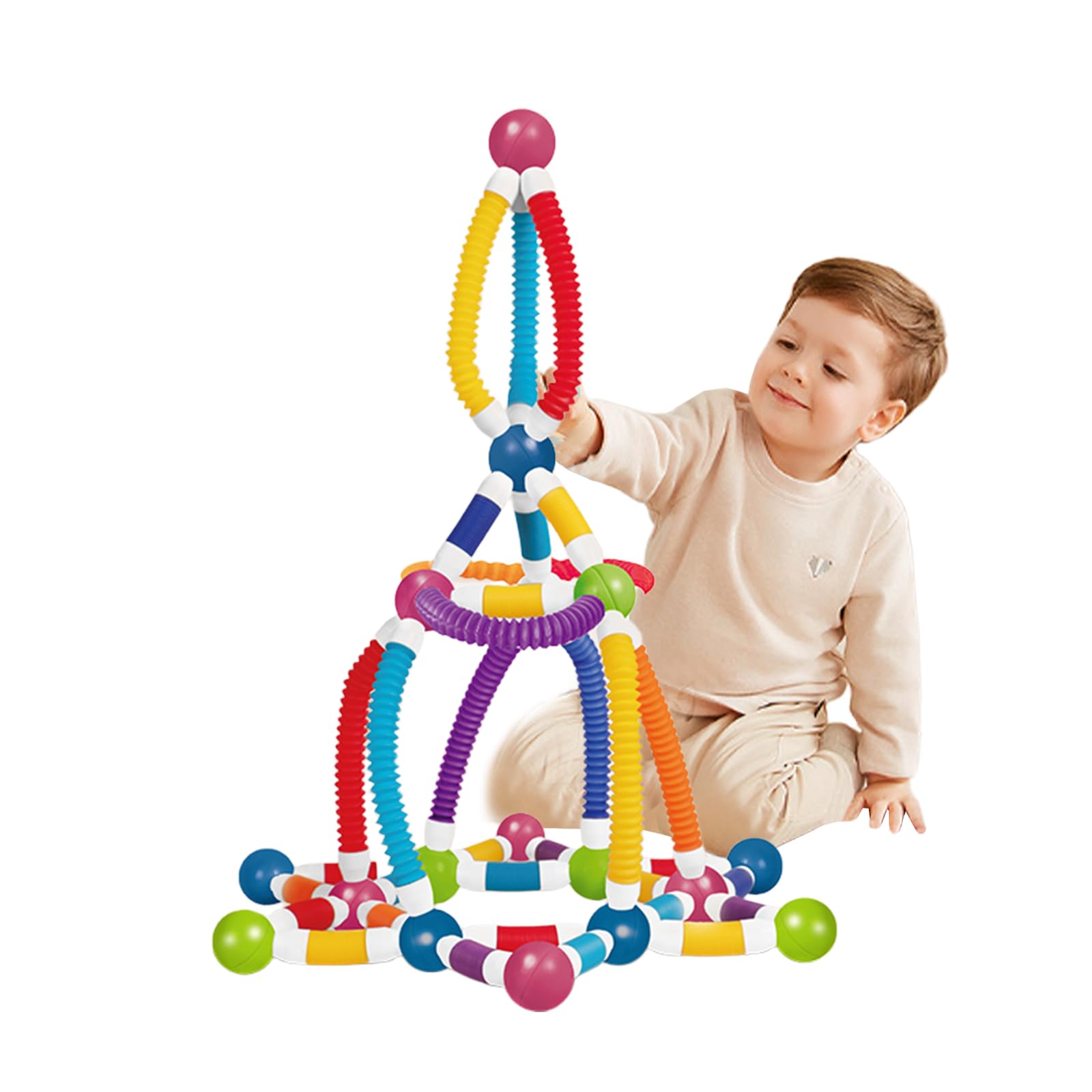 OMUIETIO Magnetic Building Blocks for Kids Ages 3 4 5 6 7 8,STEM Toys for Boys and Girls,Educational Sensory Toys,Large Size,Retractable and Twistable (66Pcs)