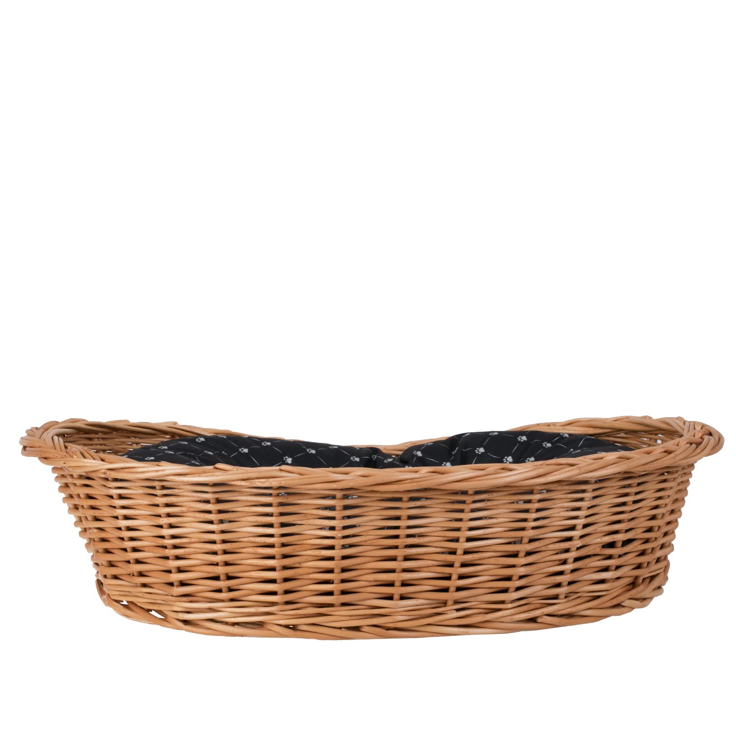 e-wicker24 Alles aus Weide Hondenmand van wilgentenen voor hond en kat, hondenbed, kattenbed met kussen, diermand, gevlochten kattenmand