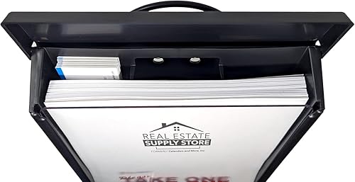 Miniatura 2 de Caja de folletos de bienes raíces para exteriores, estaca adjunta para patio, capacidad para 250 documentos de 8.5 x 11 pulgadas y 60 tarjetas de