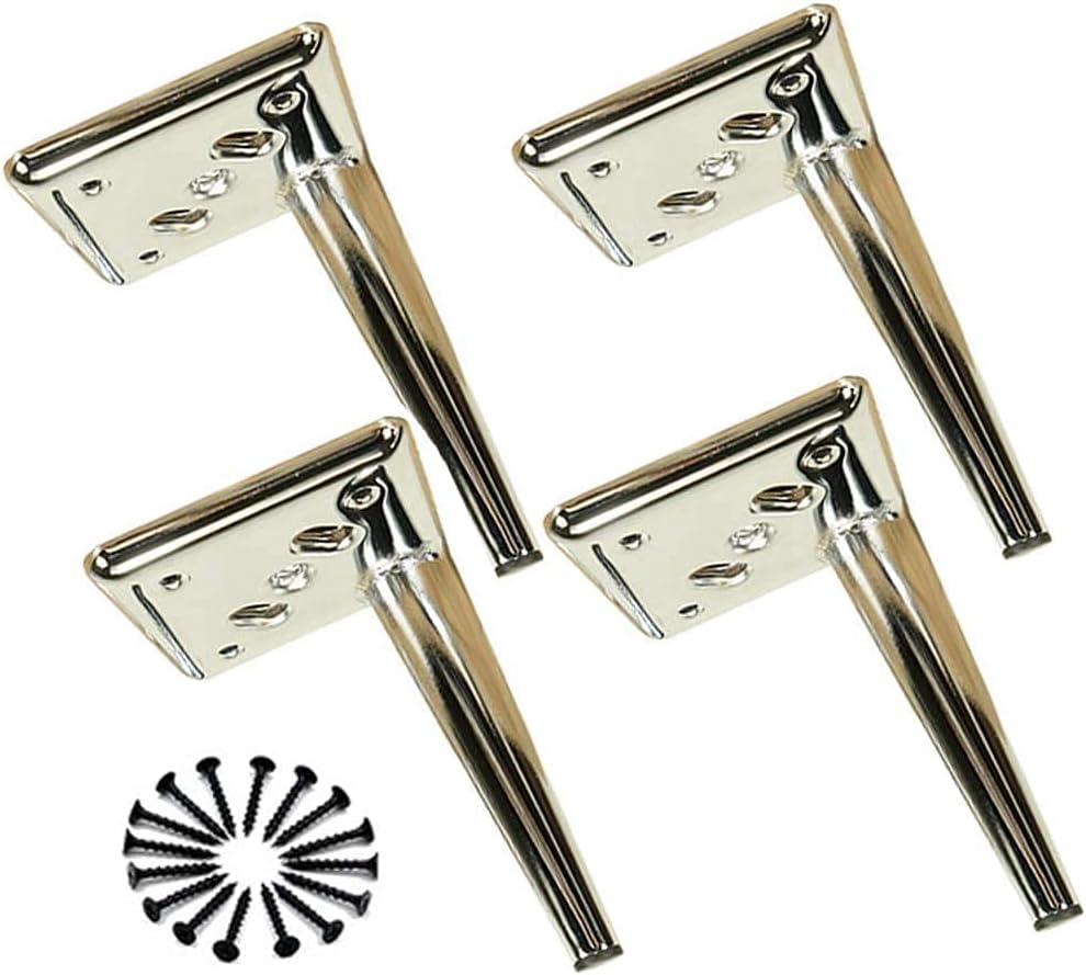 Furniture Legs Sofa Legs Set of 4 Furniture Plinth Furniture Leg,Steel Leg Replacement Feet for Furniture Cabinet/Furniture/Sofa/Beds/TV Cabinet,Shiny Silver,Loading Capacity Strong