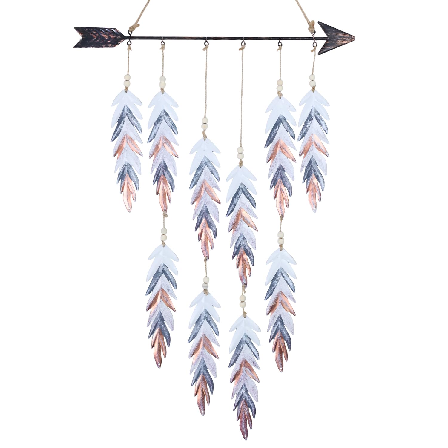 DECORKEY Metal Feather& Arrow Wall Decor, Native American Indian Style Decorations Indoor And Outdoor, Arrow & Feather Western Wall Art, Wind Chime Pendants,Gift, American Indian Decoration (Colorful)-image-36