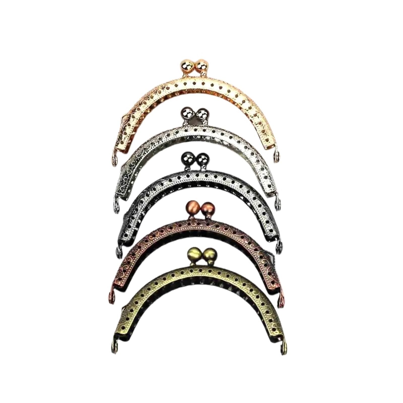 PVUVTNAHW 5Pcs 8.5CM Size Double Bead Semicircular Metal Purse Frame Kiss Clasp Clutch DIY Bag Accessory(Mix color)