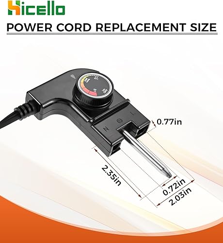 Miniatura 3 de Cable de alimentación de sonda de termostato ajustable de repuesto para fumadores Masterbuilt MB20070210 MB25075517 compatible con ahumadores