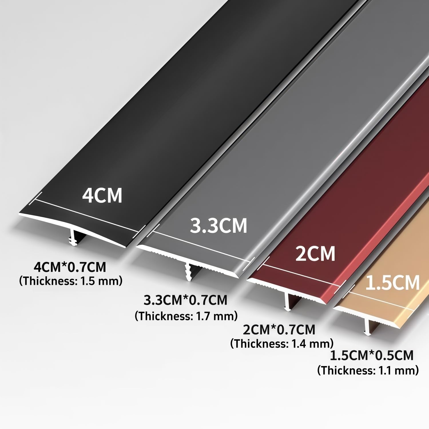Aluminiowa listwa przejściowa T do laminatu i podłóg winylowych, trwałe przejście podłogowe dla łatwej instalacji, szerokość 40 mm