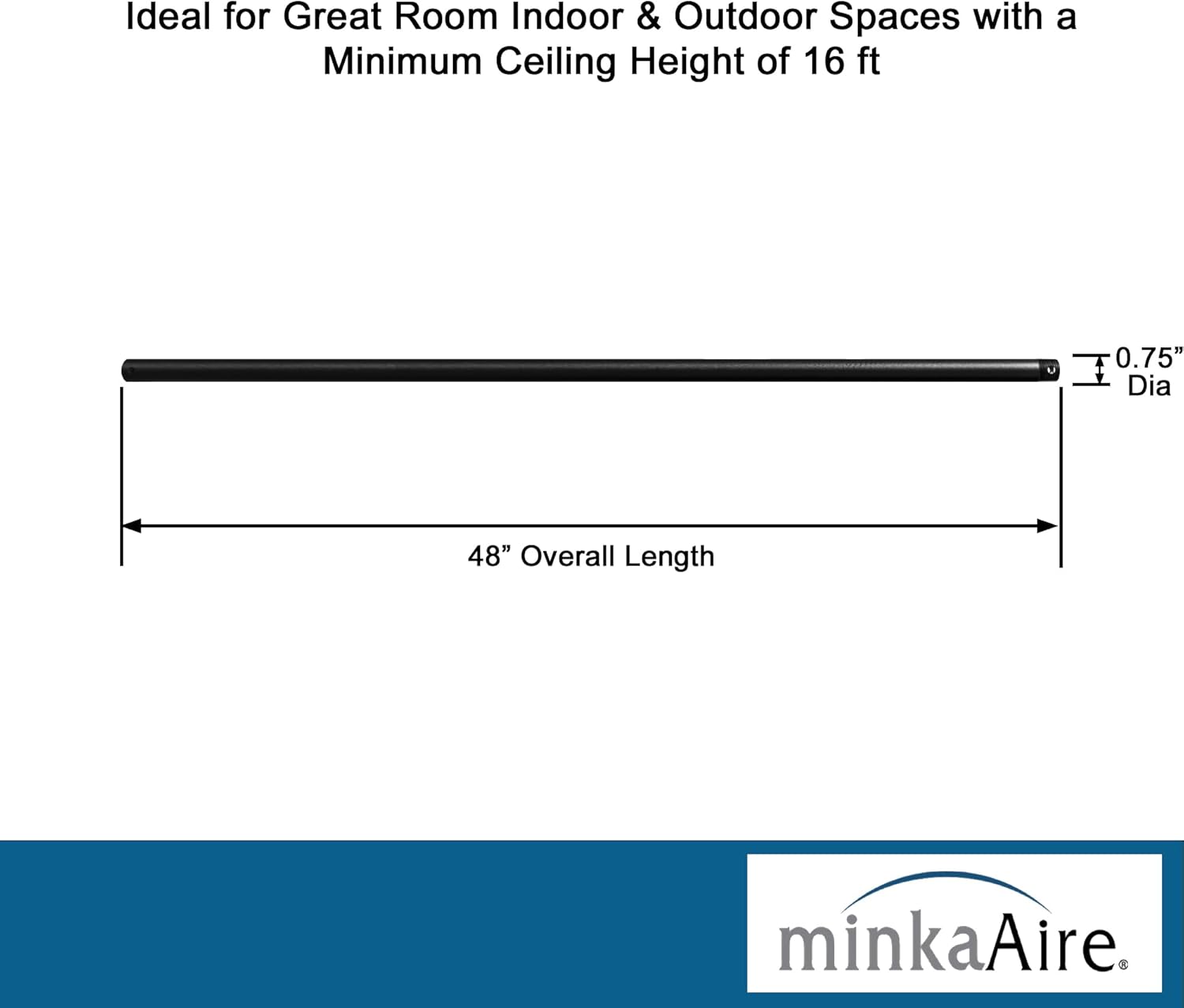 Minka-Aire 48 Inch Ceiling Fan Downrod - Coal - DR548-CL