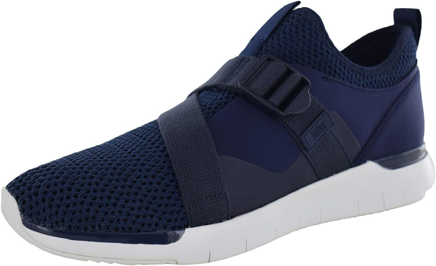 FitFlop Mens Flexknit V-Strap Slip On Sneaker Shoes, Midnight Navy, US 10.5