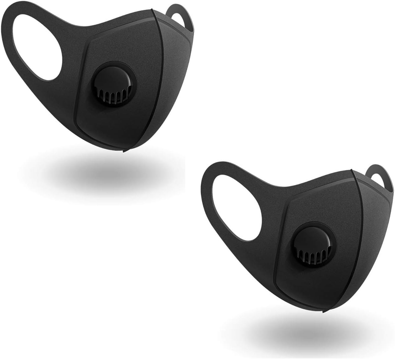 2 Pack Sponge Face Cover with Breathing Valve, Washable, Reusable, Face Cover – Protection from Dust, Pollen, Black