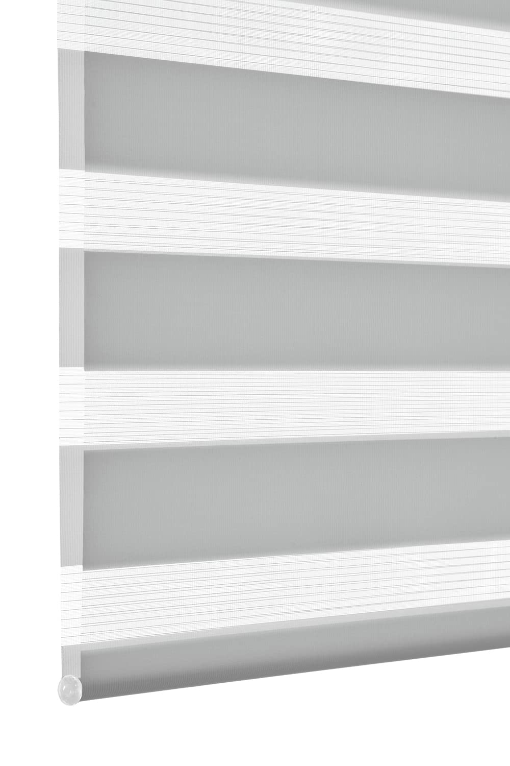 Deco Company Double Store à Clipser, Store Enrouleur à Commande Latérale sans perçage, Bandes Transparentes et Opaques, Kit de Montage Inclus, Polyester, Gris Clair, 90 x 210 cm